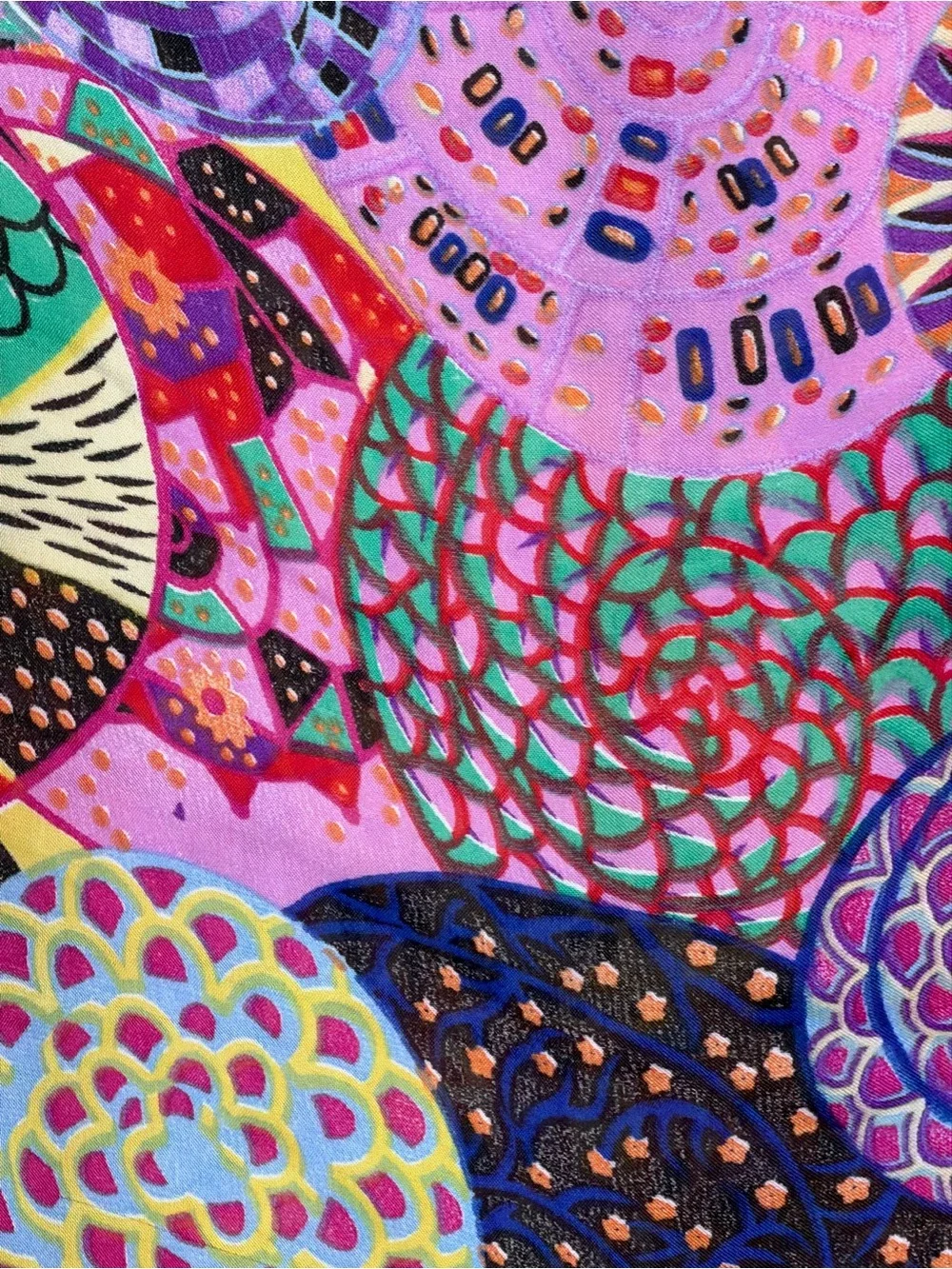 Silk Blend Statement Scarf 35% Silk 65%Viscose Colorful Paisley 66x35